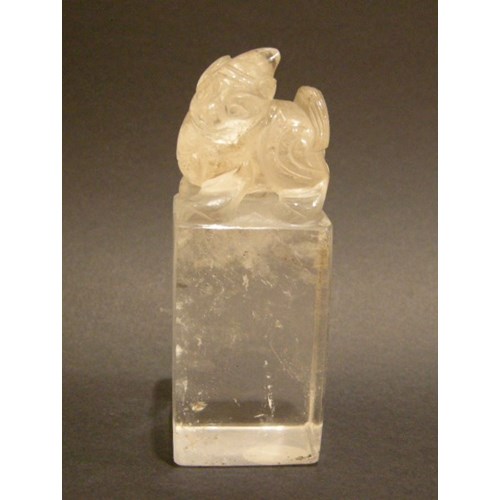 Rock Crystal seal with a kilin